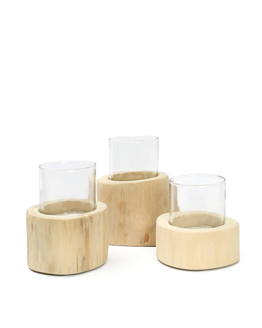 Wooden Teelicht 3er Set