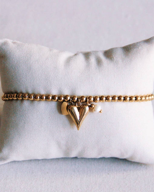 Perlenarmband mit Herzen und Mini-Perle