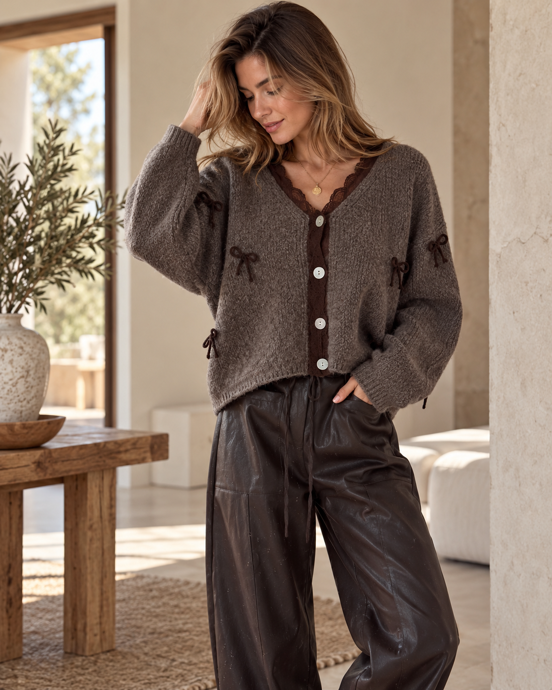 Strickjacke Schleifen