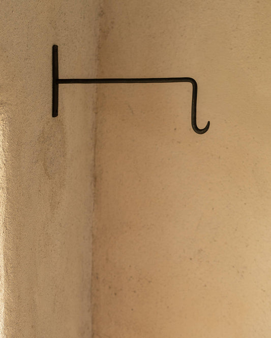 Großer Hakenstiel aus schwarzem, geschmiedetem Metall, 25 cm