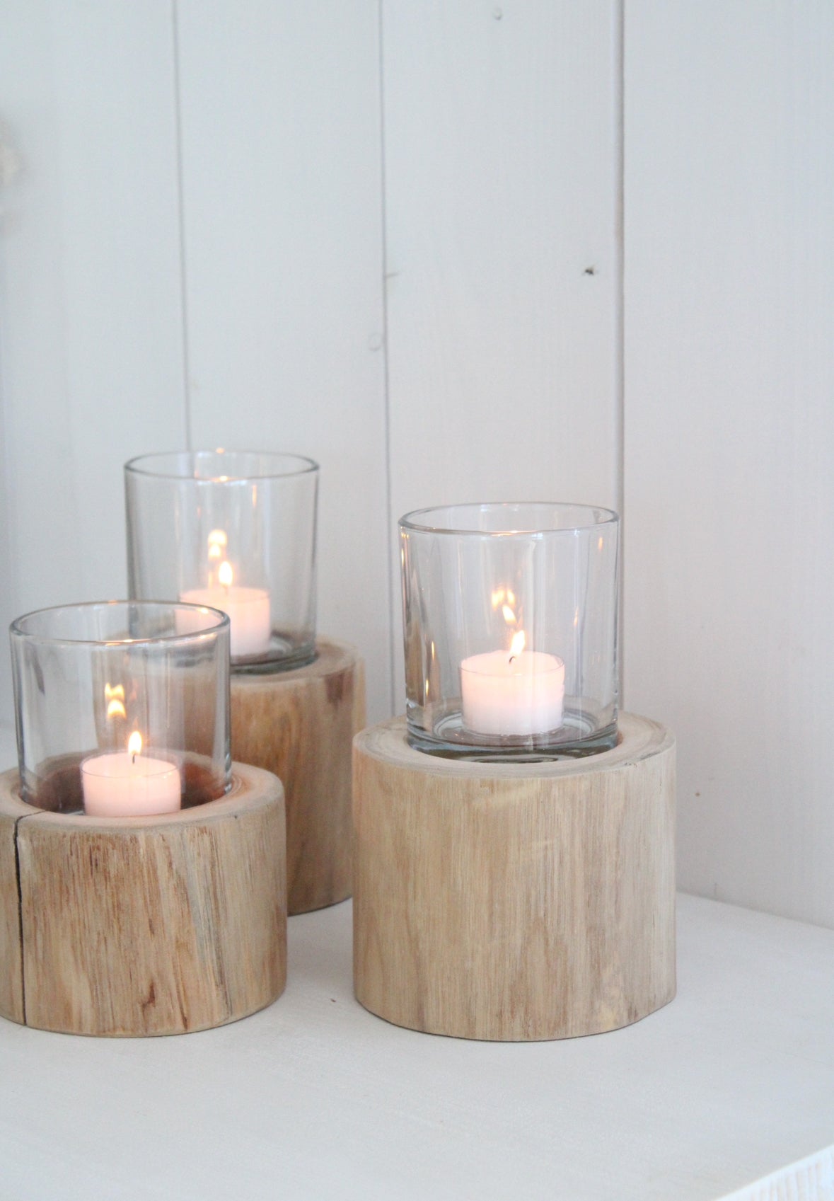 Wooden Teelicht 3er Set