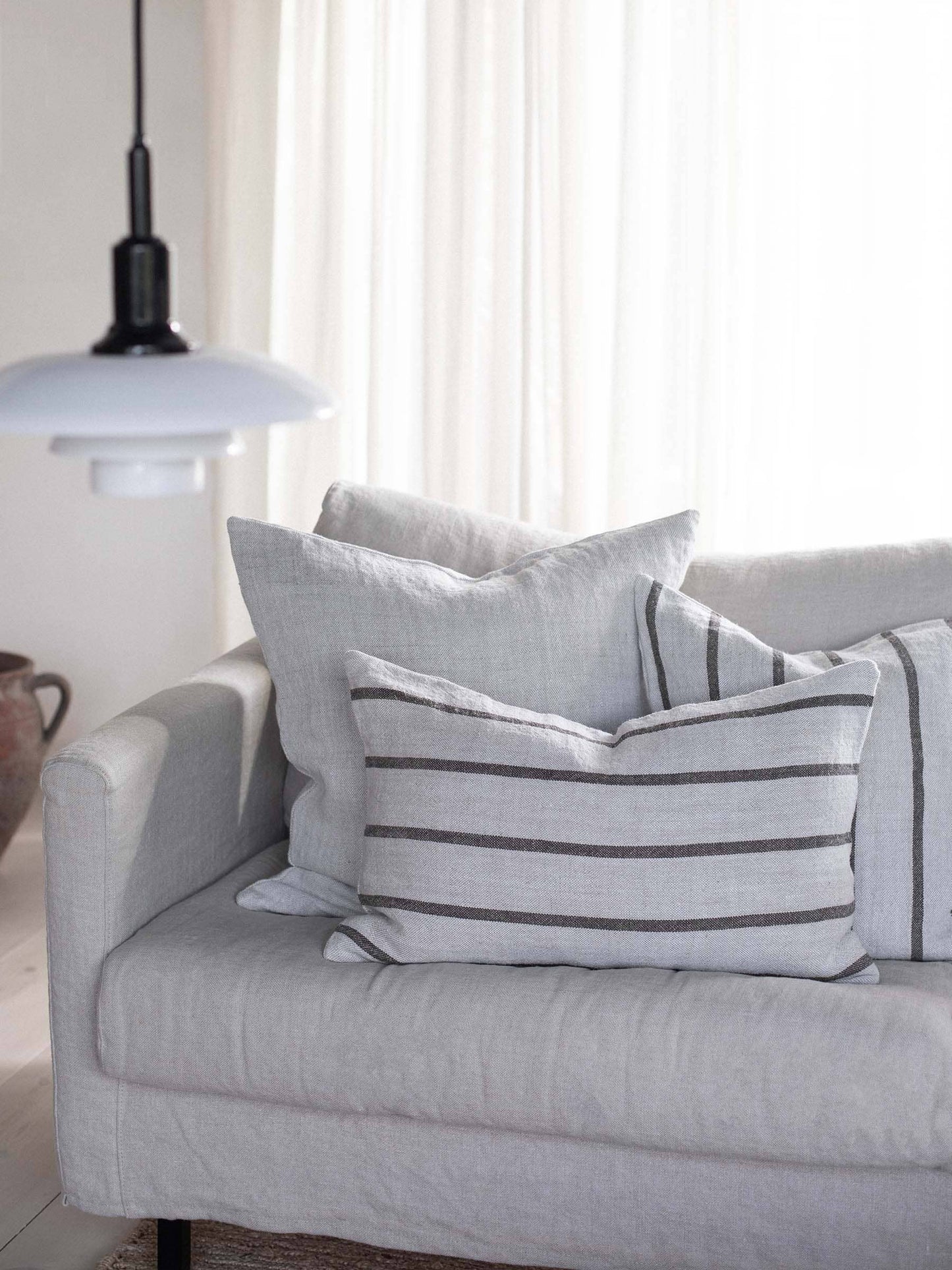 Melvin Kissenhülle 40x60 - taupe gestreift