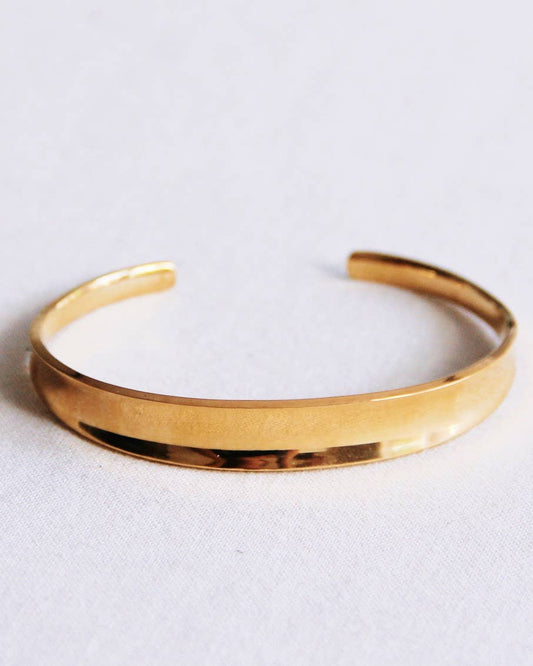 Armreif breit ausgestellter, goldfarbener Armreif